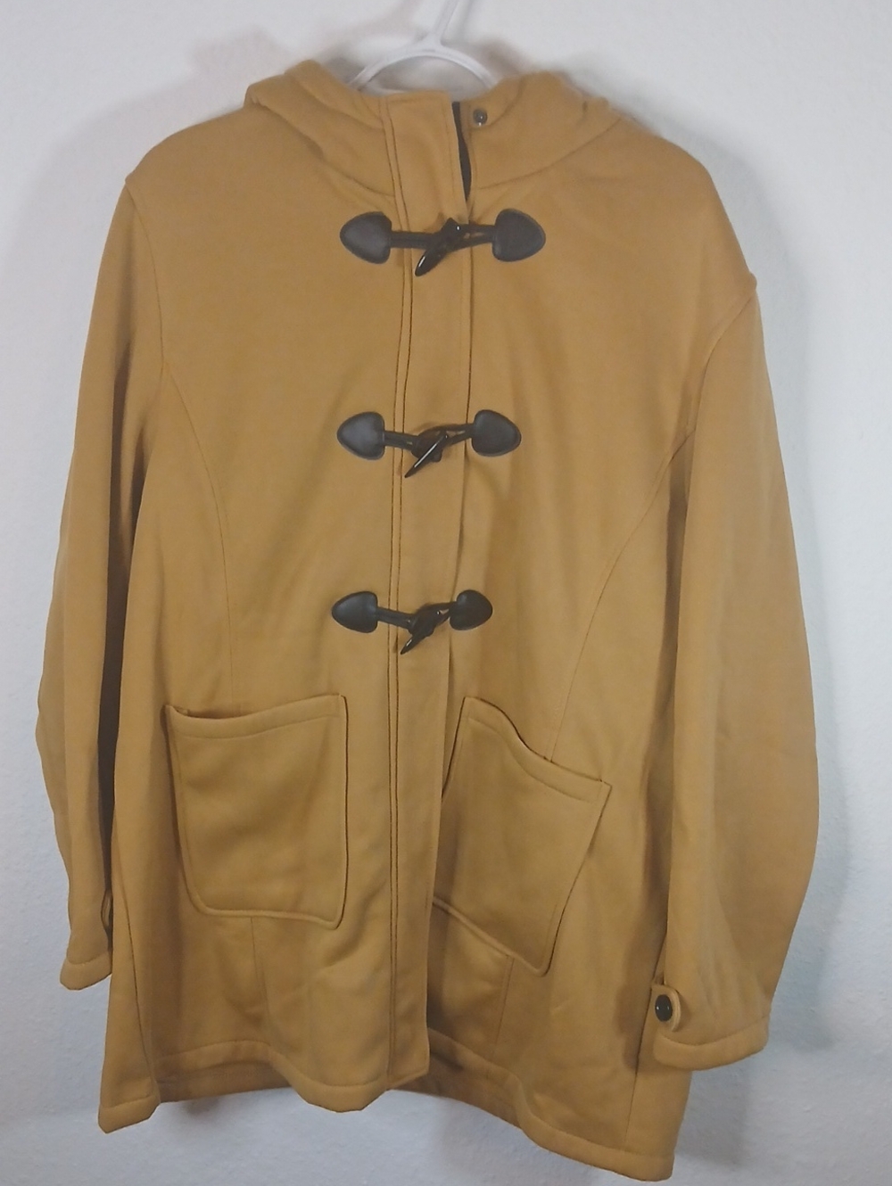 NWT 2x Big Chill Zip Up Women’s Mustard Hooded Toggle Blavk Fleece Lined Coat